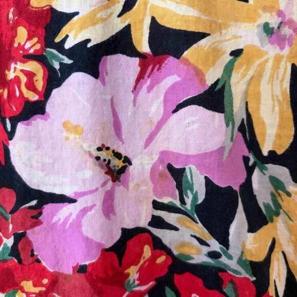 Vintage Christian Dior caftan one size floral bold cotton v-neck pullover - Picture 5 of 15